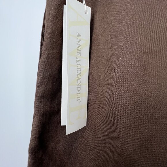Annie Alexander Vintage Womens Linen Blend Wide Leg Crop Pants Sz 10 Brown Lined - Picture 14 of 15